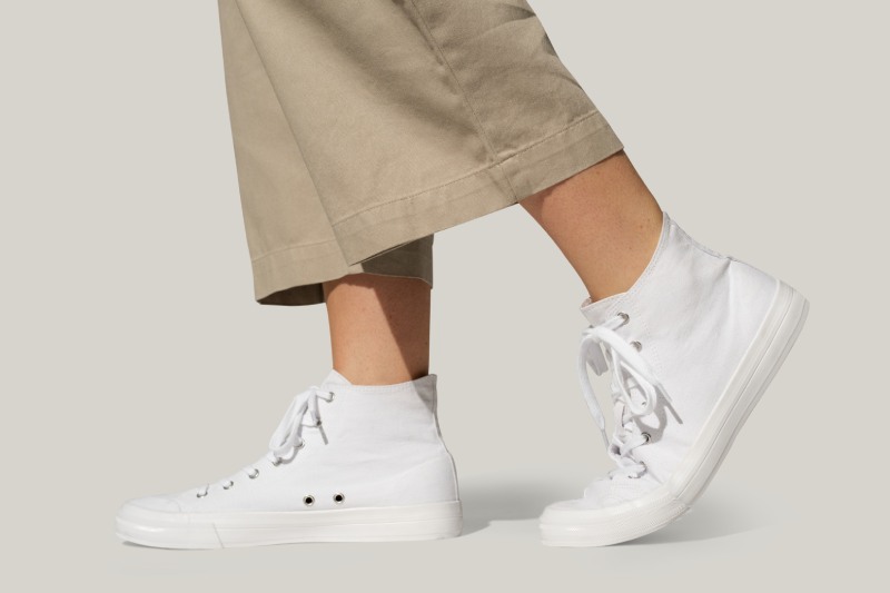 white sneakers unisex streetwear fashion shoot