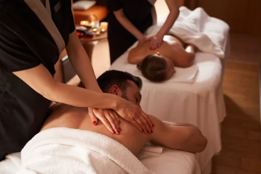 Couple having a massage at the same time